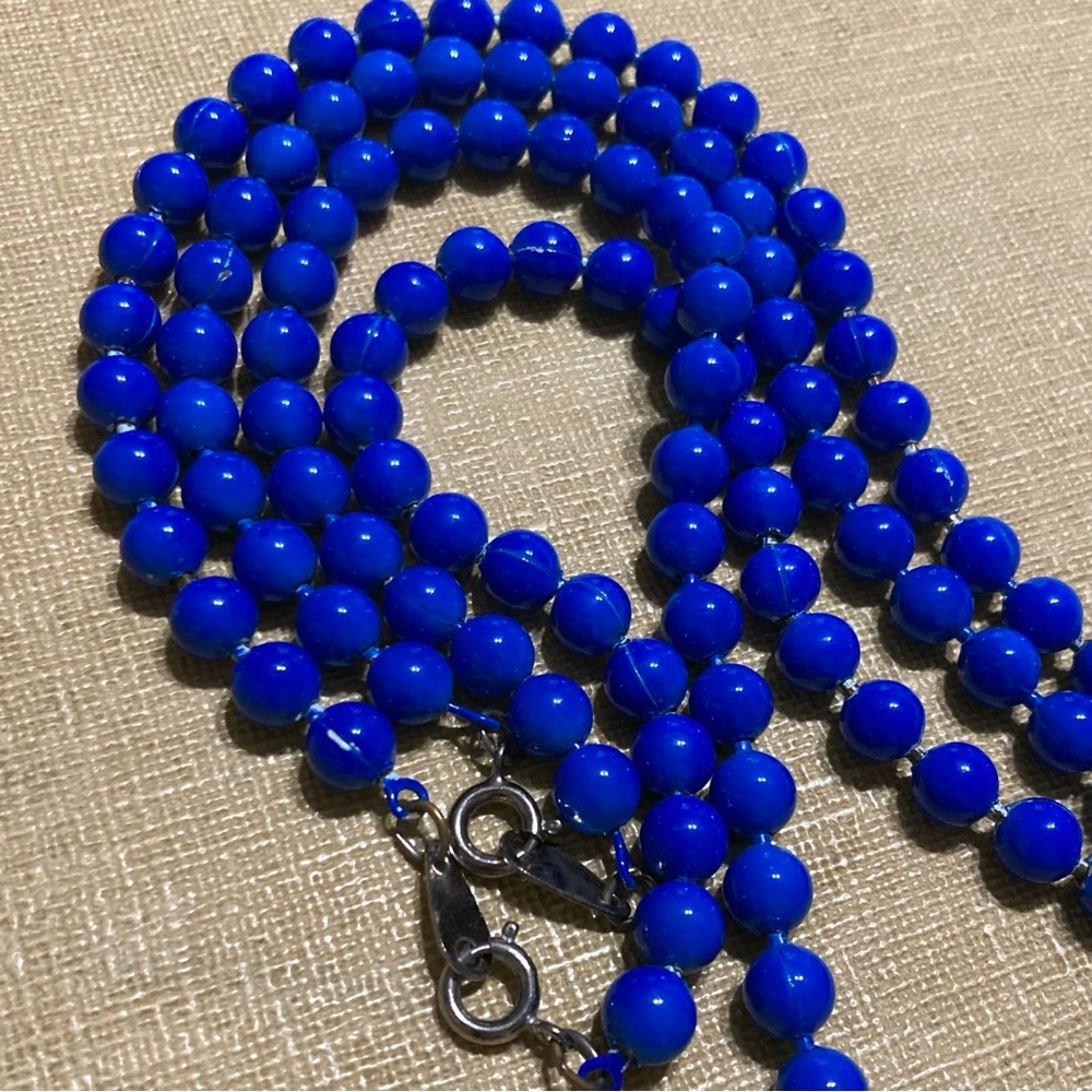Ooops A Daisy Vibrant Blue enamel metal ball necklaces set of 2